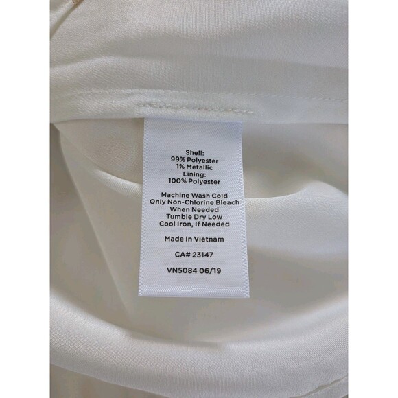 Talbots Blouse/Cami Women's XL Flounce Sleeve Ivory Gold Metallic Clip Dot New - Picture 9 of 12
